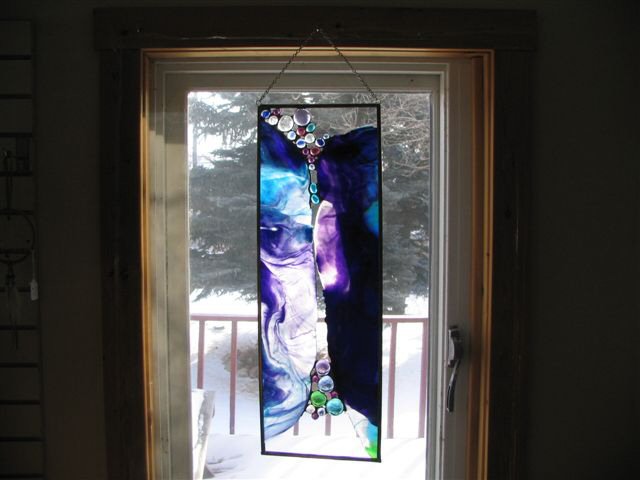 one of a kind abstract hanging is made of Youghiogheny glass