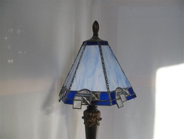 6 Sided Lamp Blue Streaky Glass